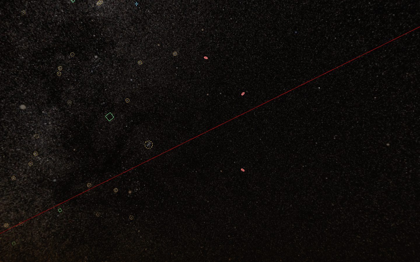Cielo notturno con nomi di stelle, pianeti e oggetti Messier
