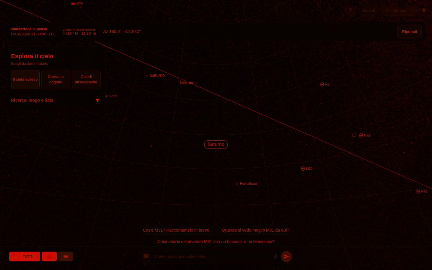 Interfaccia in rosso per la visione notturna