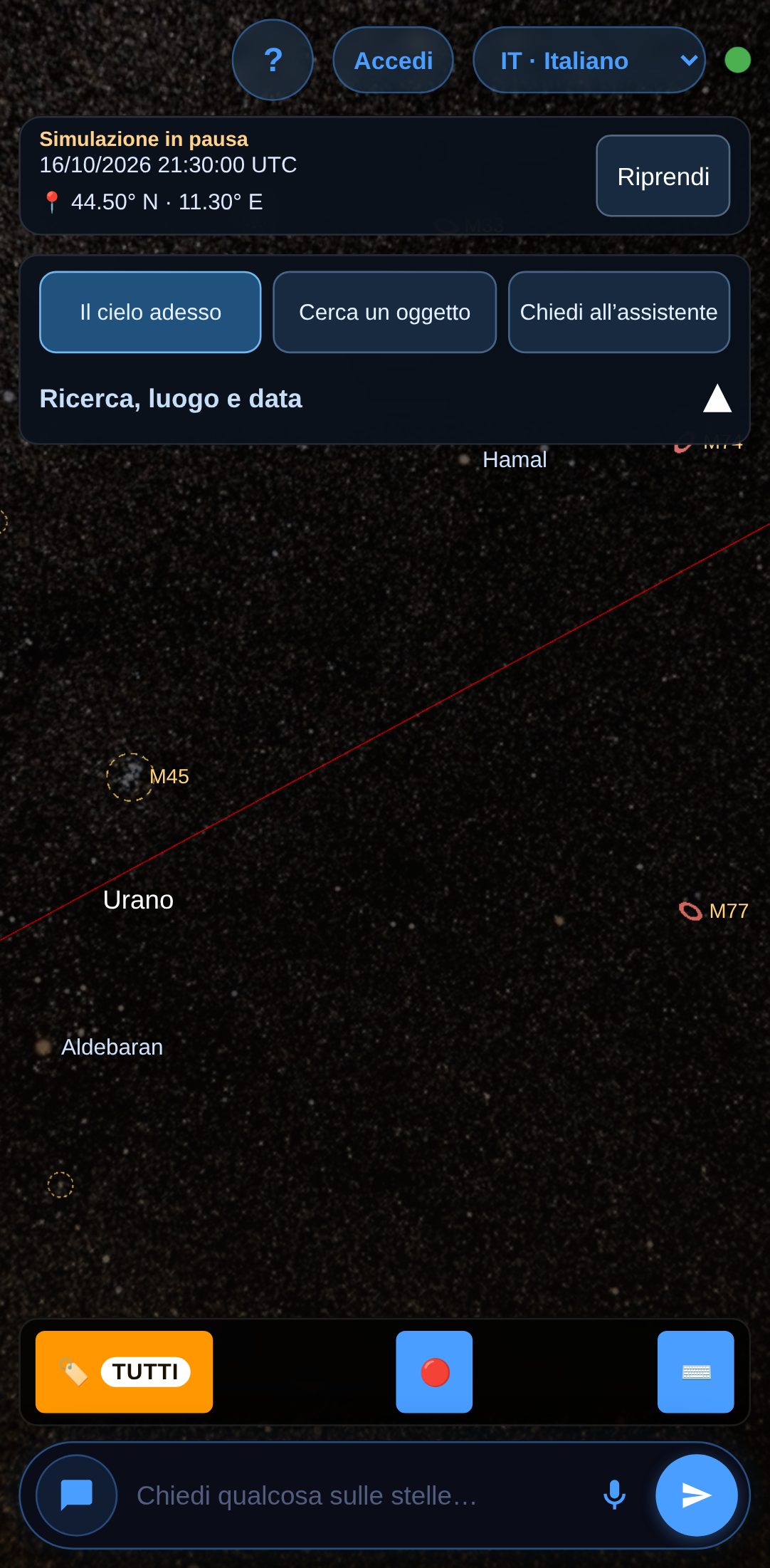 Il planetario su uno smartphone