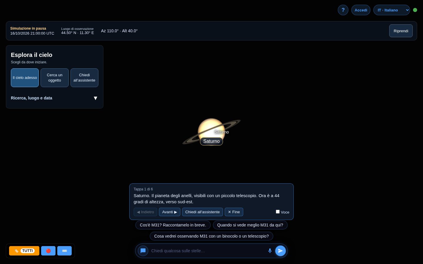 Tour guidato su Saturno